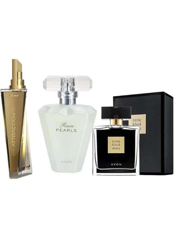 Little Black Dress Eau de Parfum 50 ml + Attraction Eau de Parfum 50 ml + Rare Pearls Eau de Parfum 50 ml for women